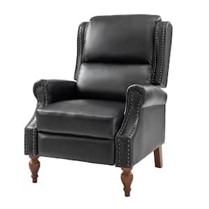Sharon Black Traditional Roll Arm Manual Recliner with Solid Wood Legs