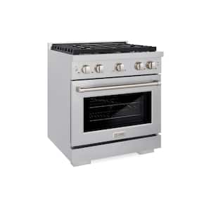 30 in. 4 Burner Freestanding Gas Range and Convection Oven with Brass Burners in Fingerprint Resistant Stainless Steel