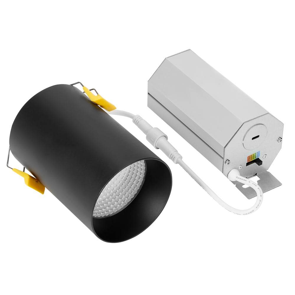 Black Aluminum 3-Inch LED Cylinder Downlight with Adjustable Color Temperature