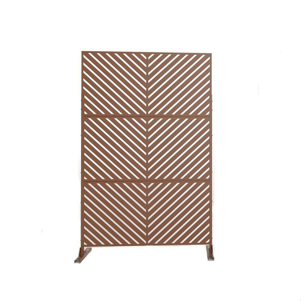 Tunearary Brown Metal Patio Privacy Screen Freestanding Garden Fence