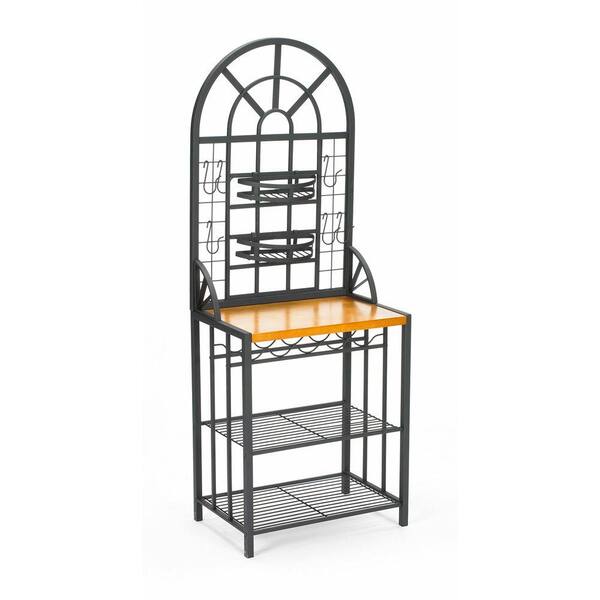 Unbranded - Dome Steel 26 in. W Baker's Rack with Wine Storage in Black