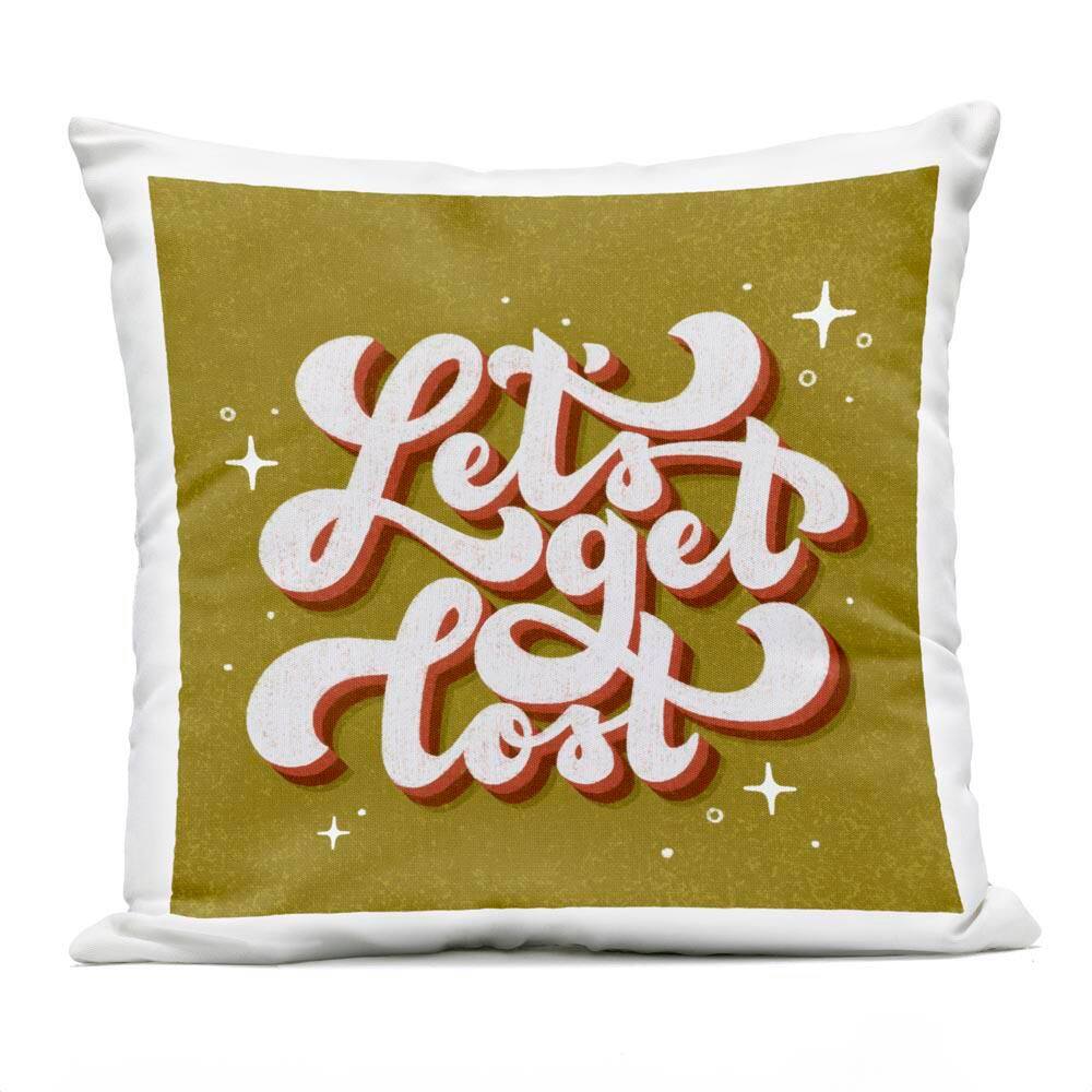 Let's Get Lost Retro Lettering Green Square Outdoor Throw Pillow price history on PriceWatchPro