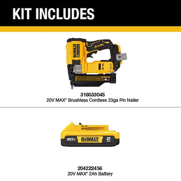 ATOMIC 20-Volt MAX Lithium Ion Cordless 23-Gauge Pin Nailer with 20-Volt MAX Compact Lithium-Ion 2. 0Ah Battery Pack
