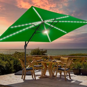 Kelly Green Premium 11.5 x 9 ft. LED Cantilever Patio Umbrella with 360° Rotation and Infinite Canopy Angle Adjustment