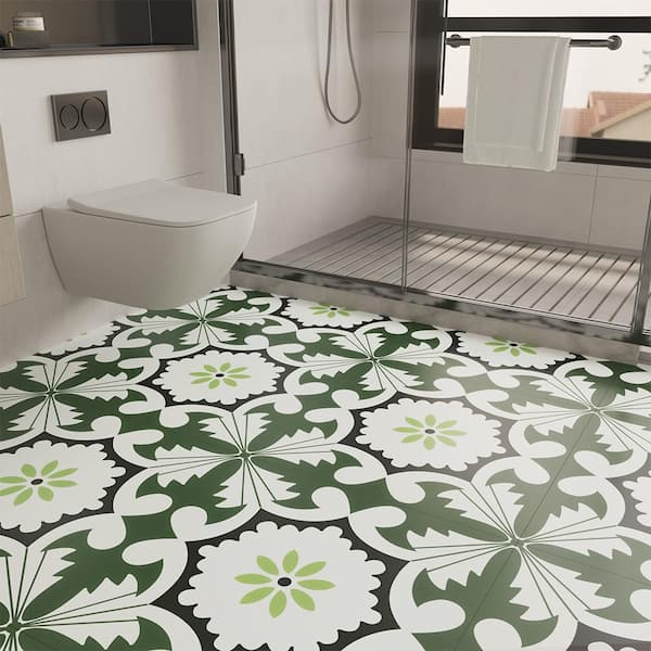 24 in. X 120 in. 4 MIL Dark Green Peel & Stick Vinyl Sheet Flooring, Cut to Length, Water Resistant Flooring Roll