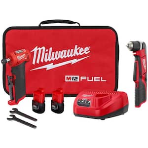 M12 FUEL 12-Volt Lithium-Ion 1/4 in. Cordless Right Angle Die Grinder Kit with M12 3/8 in. Right Angle Drill