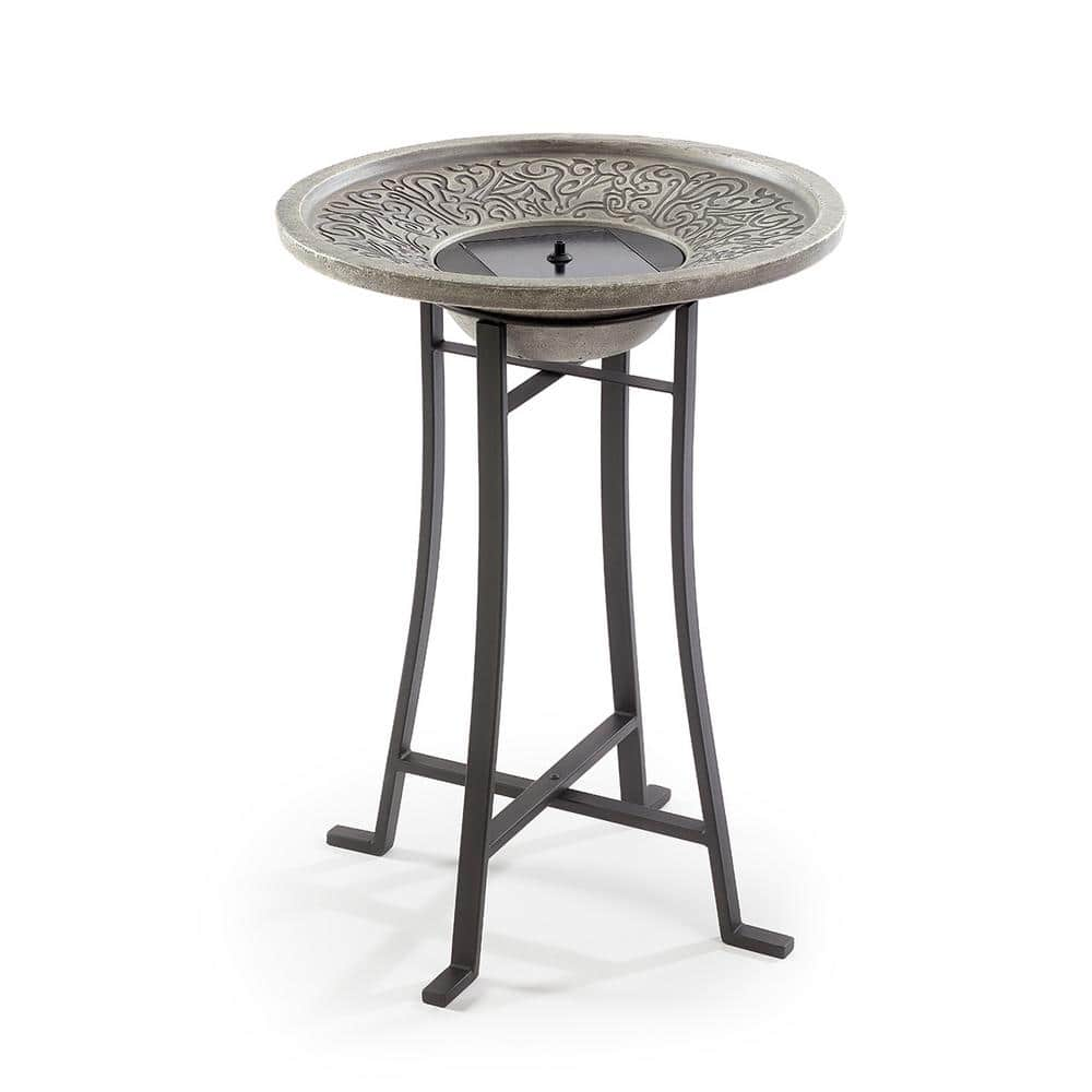 UPC 840594000099 product image for Perello Distressed Grey intelliSOLAR Light Cement Birdbath with Remote | upcitemdb.com