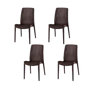 Rue Brown Stackable Rattan Outdoor Dining Chair (4-Pack)