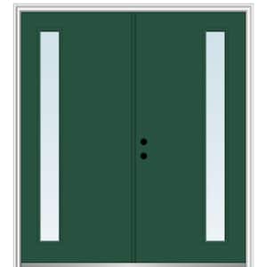 60 in. x 80 in. Viola Right Hand Inswing 1-Lite Clear Low-E Painted Fiberglass Smooth Prehung Front Door