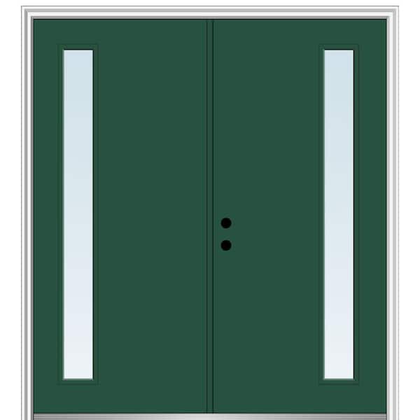 MMI DOOR 60 in. x 80 in. Viola Right Hand Inswing 1-Lite Clear Low-E Painted Fiberglass Smooth Prehung Front Door