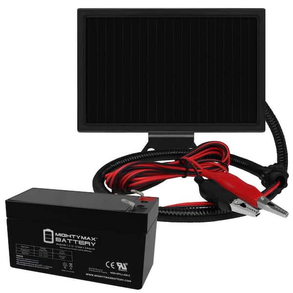 MIGHTY MAX BATTERY 12V 1.3Ah Replacement Battery for Mojo Flyway Feeder 12 + Solar Panel Charger
