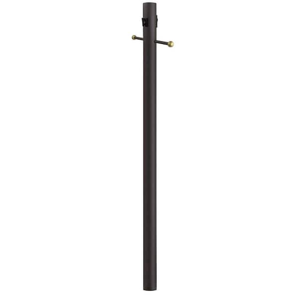 SOLUS 8 ft. Bronze Outdoor Lamp Post Traditional Direct Burial Light Pole with Cross Arm Grounded Convenience Outlet