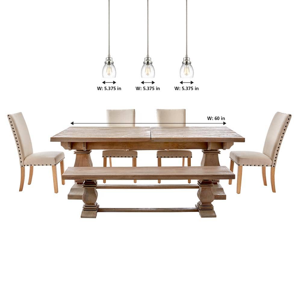 Brushed Nickel Mini Pendant with Clear Seeded Glass Shade