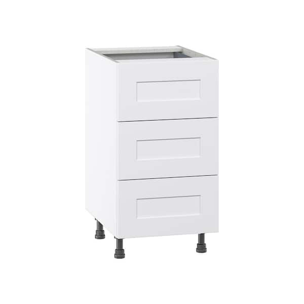 J COLLECTION Roseland 18 in. W x 24 in. D x 34.5 in. H Assembled Shaker Drawer Base Kitchen Cabinet in Warm White with 4 Drawers