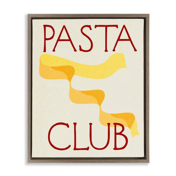 Stupell Industries Pasta Club Phrase by Daphne Polselli Brown Floater Frame Food Graphic Art Print 21 in. x 17 in.