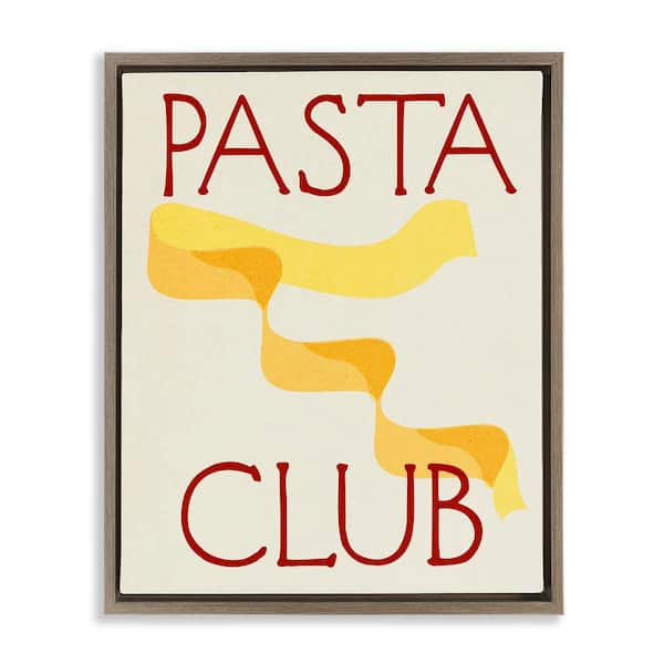Stupell Industries Pasta Club Phrase by Daphne Polselli Brown Floater Frame Food Graphic Art Print 31 in. x 25 in.