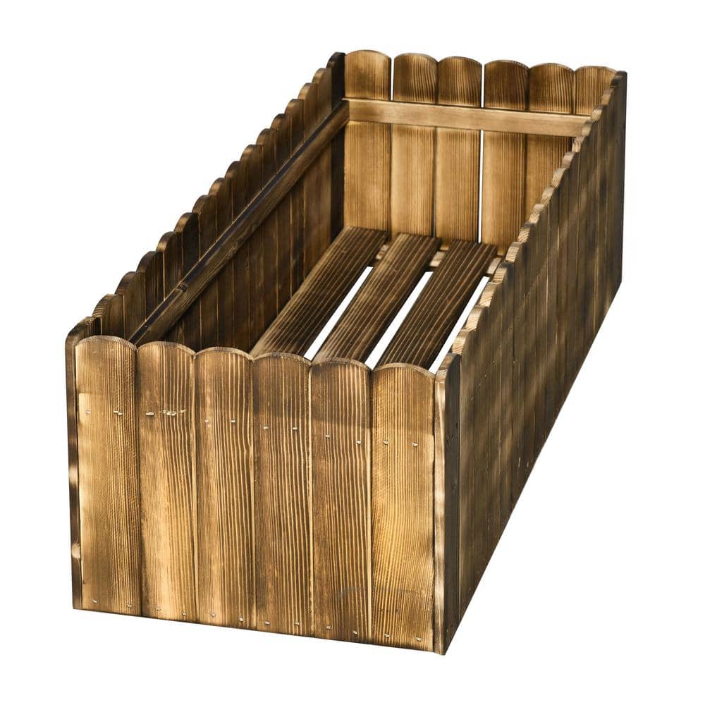 Natural Wood Outdoor Raised Garden Bed Planter Box