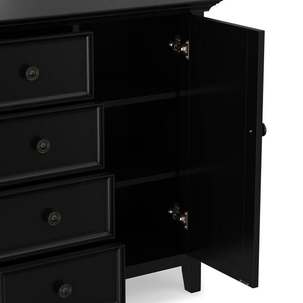 Simpli Home Amherst Black 36 in. H Storage Cabinet with 4-Doors