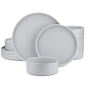 VENUS 12-Pieces Grey Stoneware Dinnerware Set, Service for 4