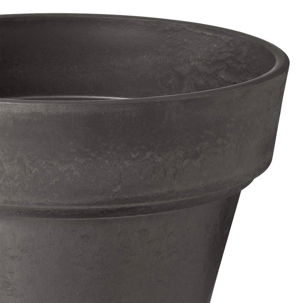 14-Inch Dark Charcoal Recycled Plastic Stone Wood Planter