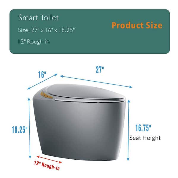 WELLFOR Pink LED Display Bidet Toilet with Auto Functions and Foot Sensor - 1.28 GPF