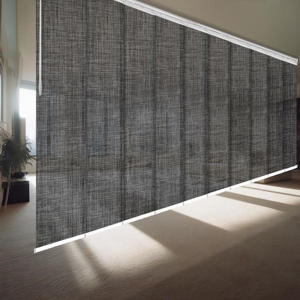 EMOH Chevelle 120 in.- 218 in. W x 94 in. L Adjustable 10-Panel Satin Nickel Double Rail Panel Track with 23.5 in. Slates
