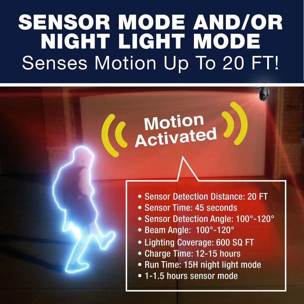 Bell & Howell Black Solar Powered Motion-Sensing LED Security Spotlight