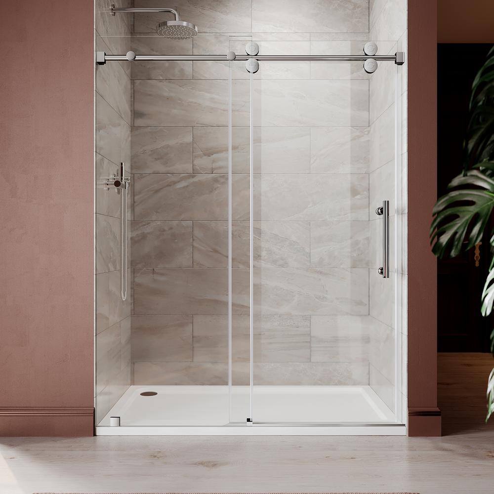 Chrome Frameless Sliding Shower Door with Clear Glass