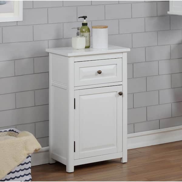 Dorset 17 in. W x 29 in. H Freestanding Floor Bath Storage Cabinet with Drawer and Door in White