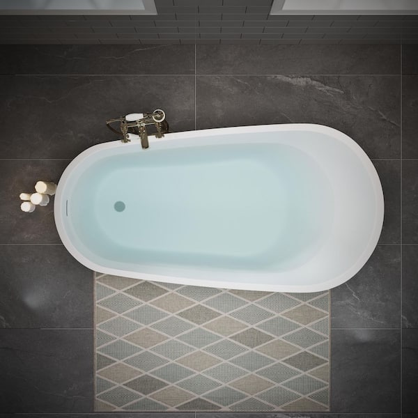 Ziyudura 55 in. x 29 in. Acrylic Freestanding Deep Soaking Bathtub