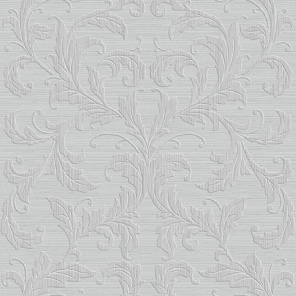 Nordic Elements Grey Embossed Linear Damask Matte Finish Non-Pasted Non-Wov