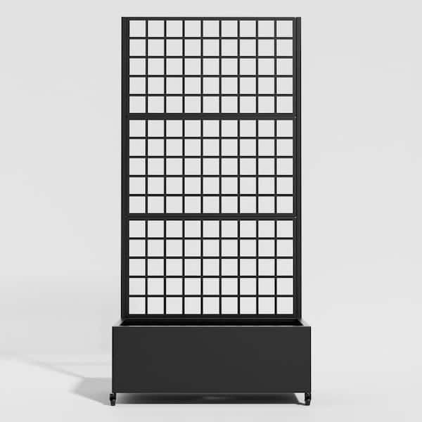 Rectangle 71 in. x 35 in. Black Outdoor Planter Box Raised Beds with Trellis