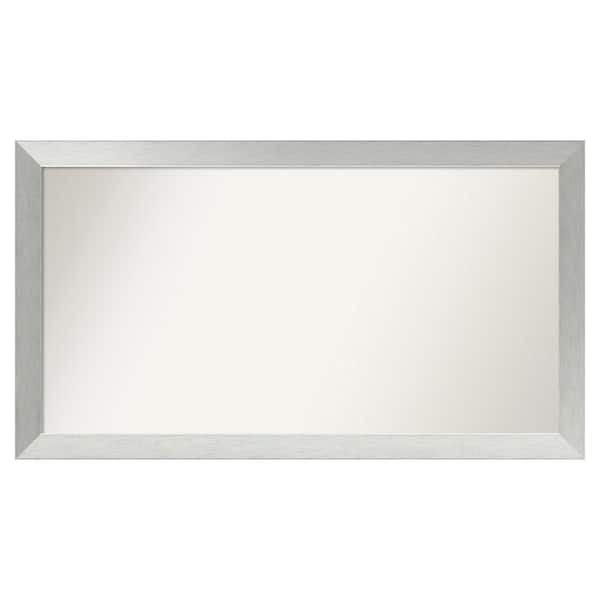 Amanti Art Brushed Sterling Silver 50 in. x 28 in. Custom Non-Beveled Wood Framed Bathroom Vanity Wall Mirror