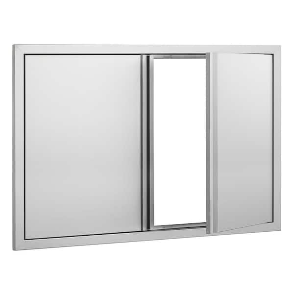 Double Outdoor Kitchen Door 36 in. W x 24 in. H BBQ Access Door Stainless Steel Flush Mount Door with Recessed Handles