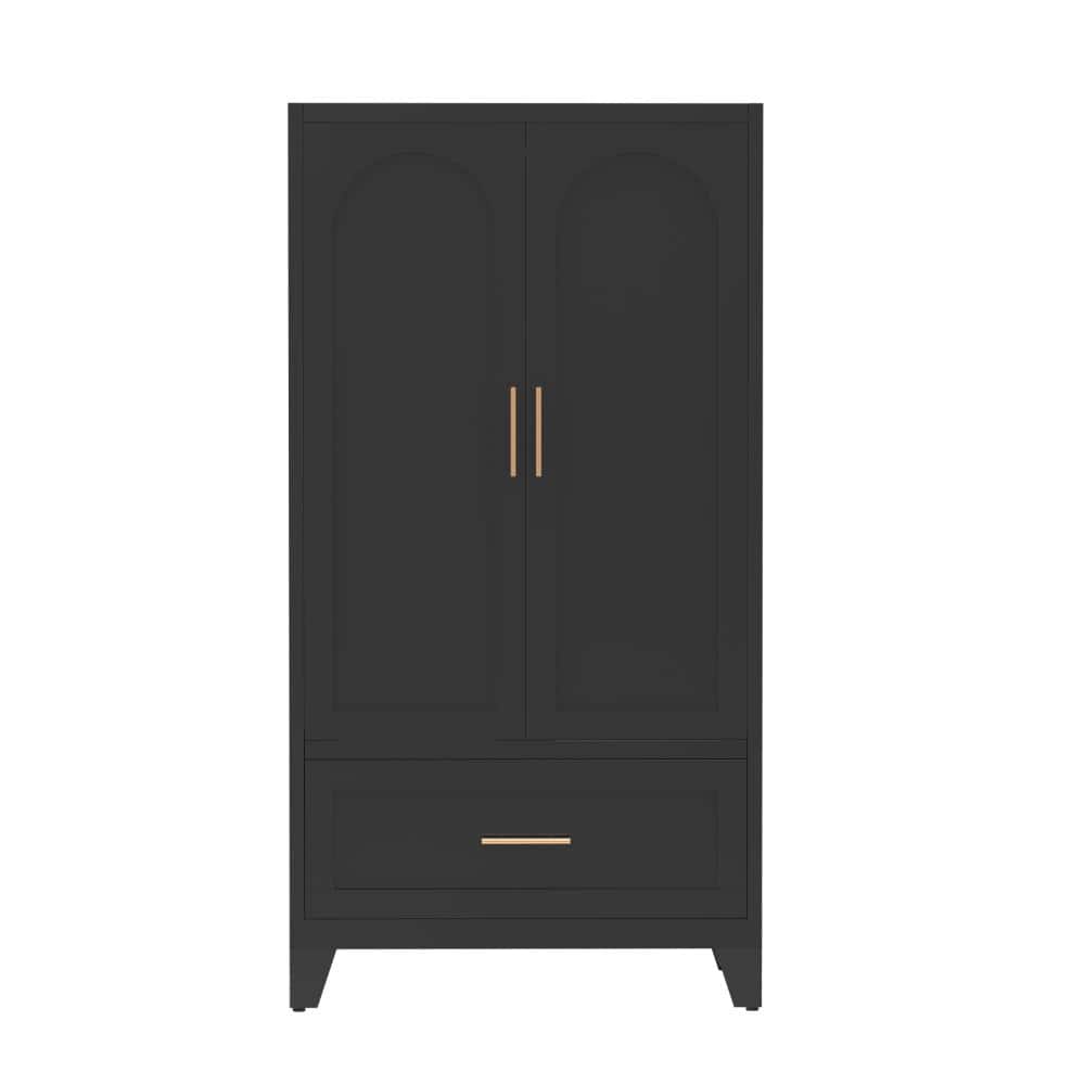 31.5 in. W x 17.72 in. D x 60.16 in. H Black Linen Cabinet with 1 Drawer and Hanging Rod price history on PriceWatchPro