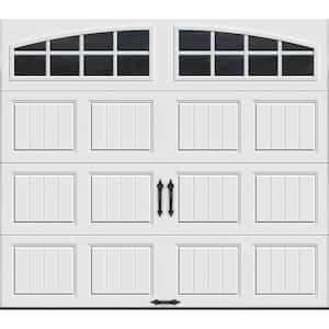 Gallery Steel Short Panel 8 ft x 7 ft Insulated 6.5 R-Value  White Garage Door with Arch Windows