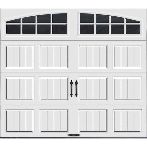 Clopay Gallery Steel Short Panel 8 ft x 7 ft Insulated 18.4 R-Value  White Garage Door with Arch Windows
