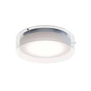 Studio 15.5 in. 25-Watt Chrome Integrated LED Flush Mount with Clear Acrylic Shade