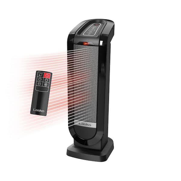 1500W 22 in. Black Electric Tower Oscillating Ceramic Space Heater with Digital Display, Timer and Remote Control