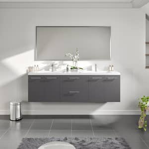 Axis 72 in. W x 20 in. D x 23 in. H Floating Double Sink Bath Vanity in Gray with White Acrylic Top