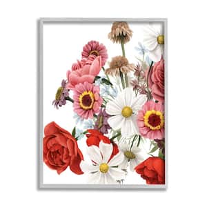 Pink Red Spring Bloom Flower Bouquet Roses Daisies By Grace Popp Framed Print Nature Texturized Art 24 in. x 30 in.