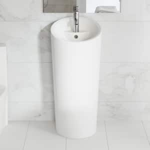 St. Tropez 1-piece Circular Pedestal Sink in Glossy White