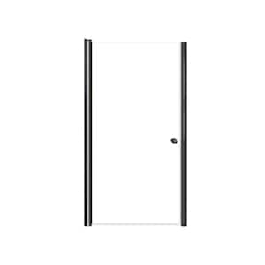 Lyna 36 in. W x 70 in. H Pivot Frameless Shower Door in Matte Black with Clear Glass