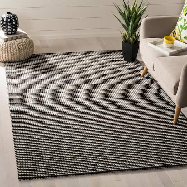 Natura 2 ft. x 4 ft. Ivory/Black Striped Solid Color Gradient Area Rug
