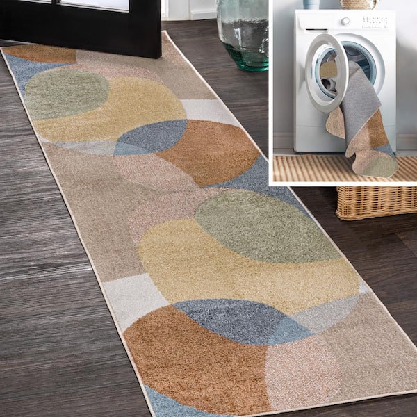 Pebble Geometric Kids & Novelty Machine-Washable Multi 2 ft. x 8 ft. Runner Rug