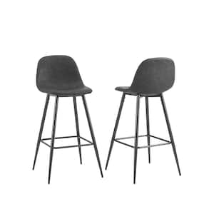 CROSLEY FURNITURE Crosley 24 in. Cherry Upholstered Saddle Seat Bar Stool  With Black Cushions (Set Of Two) CF500224-CH - The Home Depot