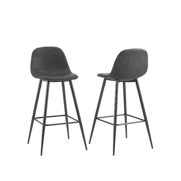 CROSLEY FURNITURE Weston 39 in. Black Full Back Metal Frame Bar Height Stool (Set of 2)