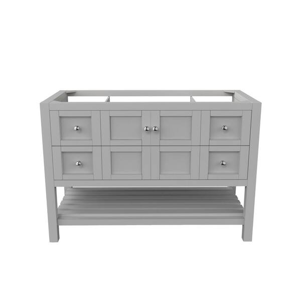 castellousa Alicia 47.25 in. W x 21.75 in. D x 32.75 in. H Bath Vanity Cabinet without Top in Matte Gray with Chrome Knobs
