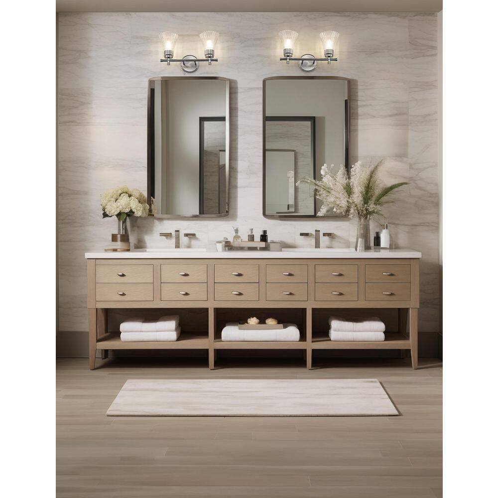 Belle 16 in. 2 Light Brushed Nickel Vanity Light with Clear Glass Shade price history on PriceWatchPro