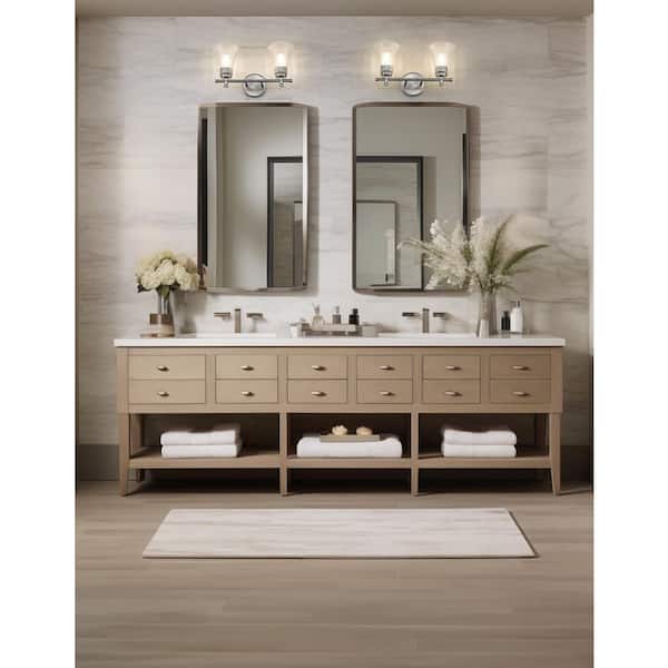 Belle 16 in. 2 Light Brushed Nickel Vanity Light with Clear Glass Shade